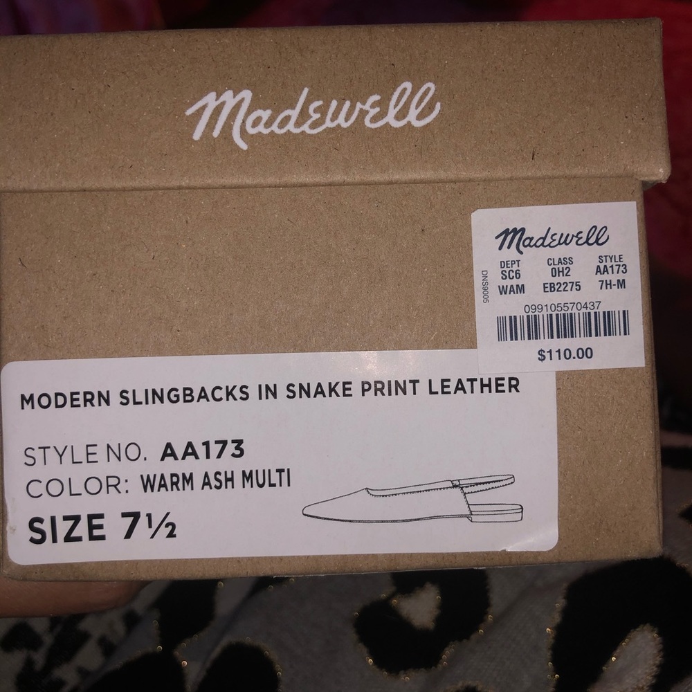 Madewell modern sling back snake print flats - Picture 7 of 8
